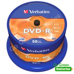 Verbatim DVD-R Blank Recordable Discs 120 Mins 4.7GB 16x Speed Spindle 50 Pack