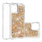 Trolsk Liquid Glitter Cover - Hearts (iPhone 13 Pro Max) - Guld