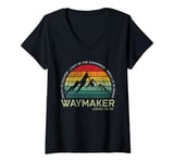 Womens Vintage Waymaker Promise Keeper Miracle Worker Christian V-Neck T-Shirt