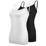 Aomig Basic Camisole Adjustable Strap Vest, 2 Pcs Womens Adjustable Strap Tank Tops, Women's Adjustable Spaghetti Strap Cami, Women's Slim-Fit Camisole, Basic Solid Stretch Undershirts(XL)