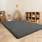 Paco Home Tapis Chambre Enfant Bebe Fille Garcon Moelleux Antidérapant Moderne, Dimension:80 cm Rond, Couleur:Anthracite