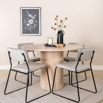 Venture Home Matgrupp med Bianca Matbord och 4 Kungshamn Matstolar i Sammet Round Dining Table - White Wash / Black Veneer+Kenth GR22478