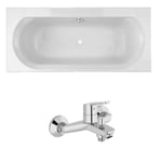 Pack baignoire droite 180 x 80 JACOB DELAFON Elise + mitigeur bain douche chromé + vidage