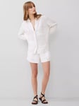 French Connection Birdie Linen Blend Boyfriend Shirt, Linen White