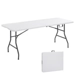 AREBOS Table Pliable de Camping | Pliante Plastique Robuste | Blanche Table de Jardin terrasse | Buffet intérieur extérieur | Blanc