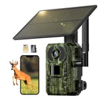 NUASI Caméra de Chasse 4G avec SIM et 128GB Carte Mémoire, Vidéo en Direct 2.7K, Solar Caméra de Chasse Nocturne pour la Surveillance de la Faune, 0,2s Temps d'activation, Détection de Mouvement