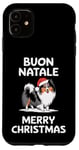 Coque pour iPhone 11 Buon Natale, chien de berger des Shetland, Sheltie, Noël, Italie, Père Noël