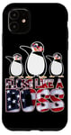 iPhone 11 Floss Like A Boss American Flag Funny Penguin 4th of July Case