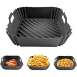 Ahlsen - Moule Silicone Air Fryer, Réutilisable Accessoires pour Friteuse à Air, Carré Panier Friteuse en Silicone, Anti-Adhésive Doublures de Pot