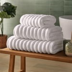 Silentnight Serviette de Bain en Coton côtelé, luxueusement Douce et Super absorbante, 100% Coton BCI texturé, Dense et côtelé, Lavable en Machine, 130 x 70 cm, Blanc