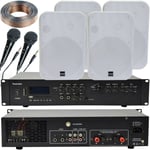 400W Bluetooth Sound System 4x White 200W Wall Speaker Karaoke Amp & Microphones