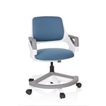 hjh OFFICE 640500 Chaise de Bureau pour Enfants et Adolescents Kid Flex Tissu Bleu Gris Chaise de Bureau évolutive, Repose-Pieds & Dossier réglables