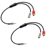 3,5 mm à RCA y Splitter câble audio stéréo 3,5 mm mâle à double RCA femelle câble audio casque 1/8 vers 2 connecteurs RCA téléphone portable mp3 Haut-parleur plat câble stéréo 2pcs