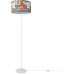 Paco Home Chambre Enfant Lampe Lampadaire Tissu Fille GarÃ§on Animaux Jungle Lion Design 1 (Ø38 cm), Lampadaire à un pied - Blanc