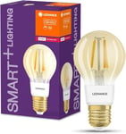 LEDVANCE Ampoule LED intelligente avec ZigBee, culot E27, gradable, blanc chaud (2400K), forme d'ampoule dorée, filament clair, contrôlable avec des systèmes comme Alexa, Google ou Hue, pack de 4.