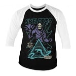 Hybris Skeletor - Bad To The Bone Baseball 3/4 Sleeve Tee (White-Black,XXL)