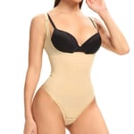 Joyshaper Body Sculptant Femme Gainant Ventre Plat String Body Gainant Amincissant Invisible Body Shaper Shapewear Bodysuits Minceur Bodysuit Top Fajas Reductoras avec Bretelles Ajustable Beige XL