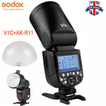 Godox V1C TTL 1/8000s HSS 2600mAh Round Head Speedlite Flash+AK-R11 for Canon