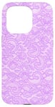 Coque pour iPhone 15 Pro Vintage Mauve Dentelle Fleurs