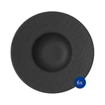 Villeroy & Boch - Manufacture Rock Assiette À Pâtes, 6 Assiettes, Porcelaine Premium, Résistant Au Lave-Vaisselle Et Au Four À Micro-Ondes, Noir