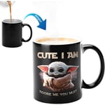 SSRGV Värmefärgskiftande mugg, WmanCok 11 oz magisk keramikkruka för kaffe te mjölk, YoDa Baby-bild avslöjas när varm vätska tillsätts (FMY)