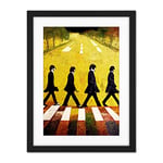 Doppelganger33 LTD Abbey Road Abstract Stylised Beatles Boho Landscape Red And Ochre Artwork Framed Wall Art Print 18X24 Inch