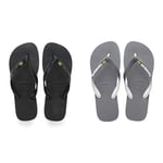 Havaianas Flip Flops Black 9/10 UK + Flip Flops Steel Grey White White 9/10 UK