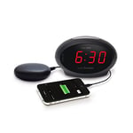 Geemarc SBT600 - Extra Loud Alarm Clock with Tone and Volume Control, Bed Shaker and Snooze Function - USB Charging Port - For the Hard to Wake, Hard of Hearing and Deaf - UK Version