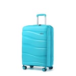 Kono Valise Bagage Cabine 56x39x20.5 cm Rigide Polypropylène Valise de Voyage à 4 roulettes et Serrure TSA, Bleu Cyan