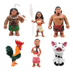 6Pcs Moana Maui Disney Marine Princess Action Figure Model Toys Doll Cake Topper