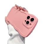 Compatible avec iPhone 13Pro Max 6.7 inch Case Full Camera Lens Protective Soft Shockproof Phone with Cute Curly Simple Wave Case Pink