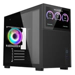 CiT Pro Jupiter Micro-ATX Boîtier PC Gaming M/ATX avec écran LCD 8" et Panneau latéral en Verre trempé avec 1 Ventilateur arrière ARGB Infinity Inclus | Noir