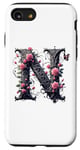 Coque pour iPhone SE (2020) / 7 / 8 Letter N Initial Floral Monogram Rose Pink Flower Butterfly