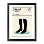 Book Cover Pride And Prejudice Jane Austen Modern Framed Wall Art Print, Ready to Hang Picture for Living Room Bedroom Home Office Décor, Black A3 (34 x 46 cm)