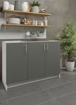 Kitchen Base Sink Unit 1200mm Storage Cabinet With Doors 120cm - Grey Matt