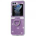 Samsung Galaxy Z Flip 6 Skal Glitter Finger Ring Lila