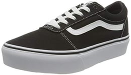 Vans Women's Ward Platform Canvas Sneaker, Canvas Black White, 3.5 UK