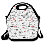 Candies for Valentines Day in a Large Heart with Love U Phrase Lunch Bag School Picnic Carrying Gourmet Lunch Box for Women, Men, Adults,Student