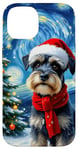 Coque pour iPhone 14 Miniature Schnauzer Starry Night Christmas Van Gogh Dog