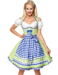 Deluxe Grønn Dirndl-Oktoberfestkjole med Blå Partier