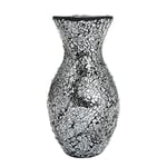London Boutique Vases Vases mosaïque mosaïque décoratives Paillettes Vase Cadeau H28 (Petit, Noir argenté)