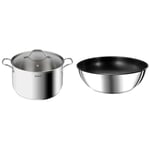 Tefal Intuition XL Grande marmite inox 26 cm / 6.5 L, Induction, Garantie 5 ans & Ingenio Preference Poêle Wok 26 cm, Induction, Acier inoxydable, Revêtement antiadhésif, Empilable