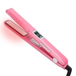 Ultrasonic Infrared Hair Straightener Cold Wave Curling Iron (Pink EU Plug)