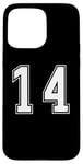 Coque pour iPhone 15 Pro Max Blanc Numéro 14 Équipe Junior Sports Uniforme Numéroté