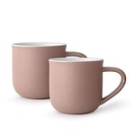 Viva Scandinavia Lot de 2 Tasses thé, Tasse à café en Porcelaine avec poignée Isolante, Robuste, 350 ML, Rose