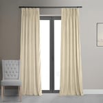 HPD Half Price Drapes Rideaux occultants en Velours - 274,3 cm de Long - 1 Panneau occultant plissé pour Salon et Chambre à Coucher - 63,5 x 274,3 cm (l x L), Beige albâtre