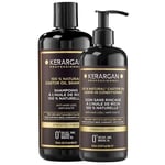 Kerargan - Duo Anti-Chute Shampoing et Soin Sans Rinçage à l'Huile de Ricin Pour Cheveux Secs, Cassants et Dévitalisés - Fortifie et Stimule - Sans Sulfate, Paraben et Silicone - 500ml + 350ml