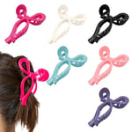 Bow Claw Clips for Women, 6Pcs Large Bow Claw Clips for Thick Hair Cute Hair Bows for Women Girls Strong Hold Nonslip Ribbon Bow Hair Claws Bow Hair Accessories Gifts for Women Girls (A)