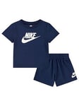 Boys, Nike Infant Unisex Club T-shirt And Short Set - Navy, Navy, Size 24 Months