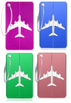 SET OF 4 Aluminum Suitcase Luggage ID Tag Labels NAME ADDRESS ID TRAVEL SUITCASE